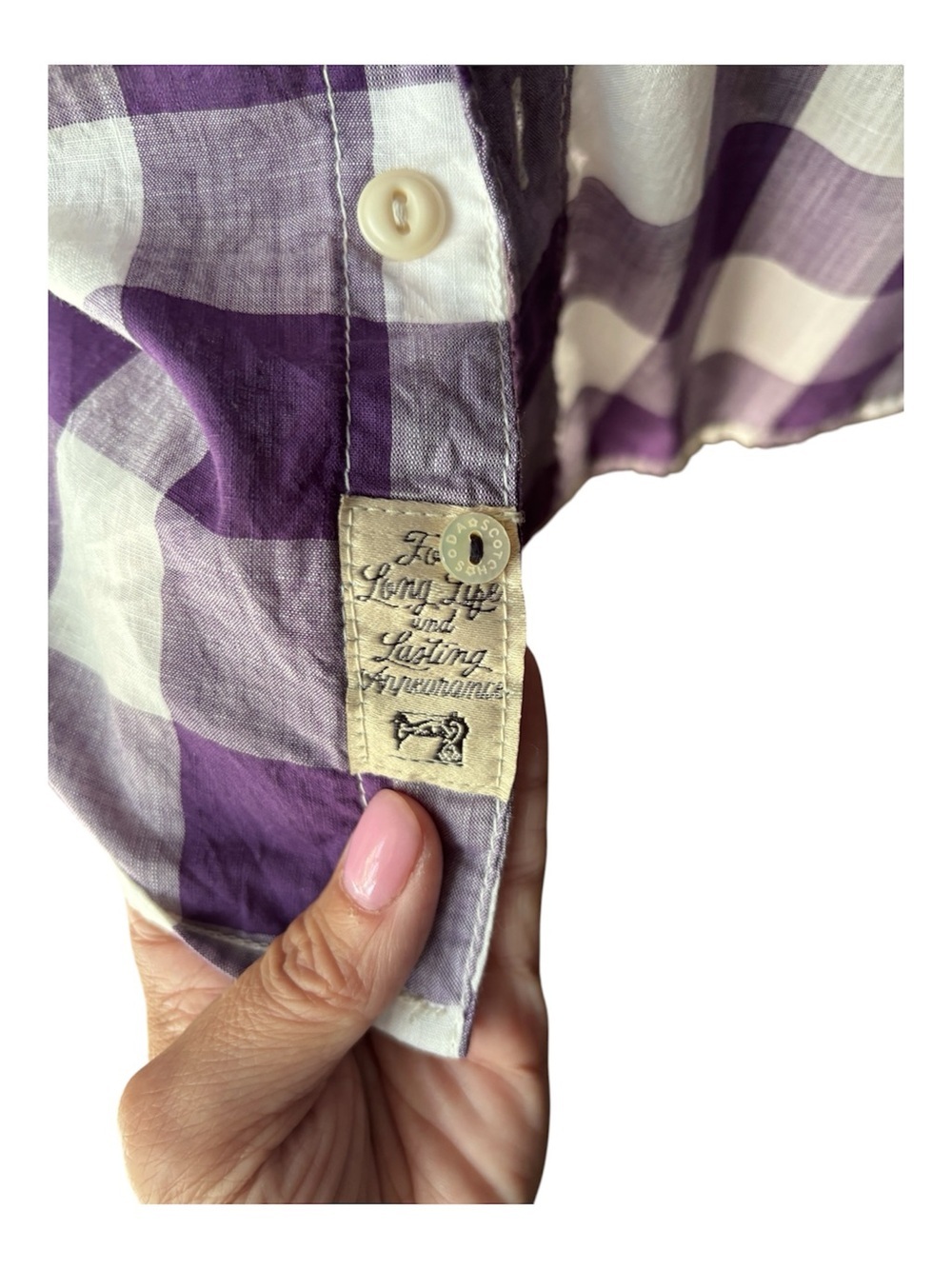 Scotch & Soda Amsterdam Purple White Plaid Button Down Shirt Long Sleeve - Picture 7 of 9